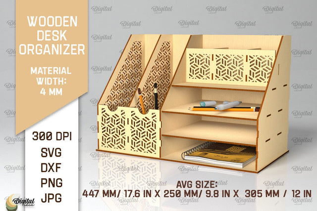 Wooden Desk Organizer Laser Cut. Storage Box SVG SVG Evgenyia Guschina 