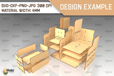 Wooden Desk Organizer Laser Cut. Storage Box SVG SVG Evgenyia Guschina 