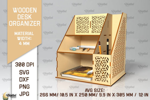 Wooden Desk Organizer Laser Cut. Storage Box SVG SVG Evgenyia Guschina 