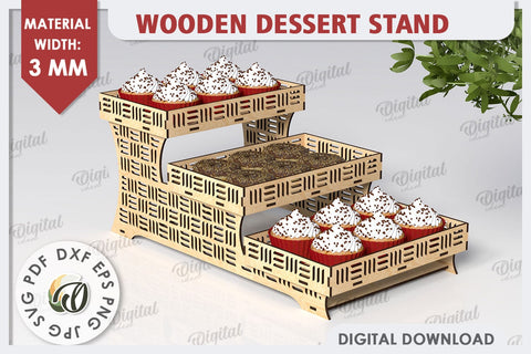 Wooden Dessert Stand Laser Cut Design. Serving Tray SVG SVG Evgenyia Guschina 