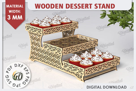 Wooden Dessert Stands Laser Cut Bundle. Serving Trays SVG SVG Evgenyia Guschina 
