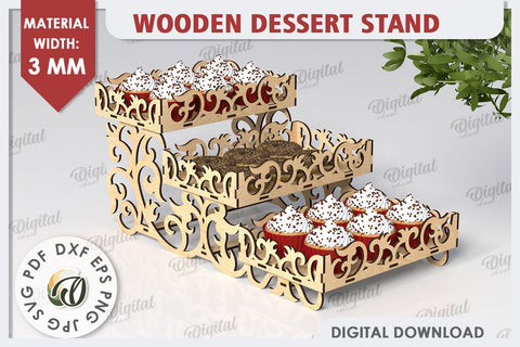 Wooden Dessert Stands Laser Cut Bundle. Serving Trays SVG SVG Evgenyia Guschina 