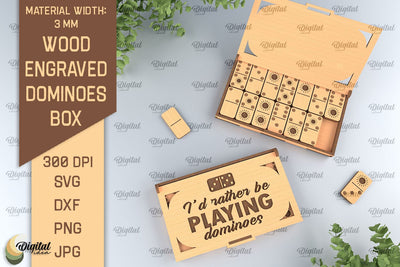 Wooden Domino Box Laser Cut. Domino Set With Gift Box SVG SVG Evgenyia Guschina 