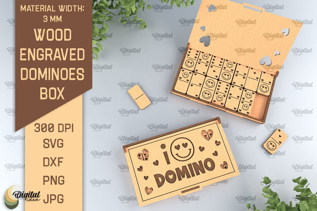 Wooden Domino Box Laser Cut. Domino Set With Gift Box SVG SVG Evgenyia Guschina 