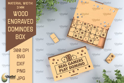 Wooden Domino Box Laser Cut. Domino Set With Gift Box SVG SVG Evgenyia Guschina 