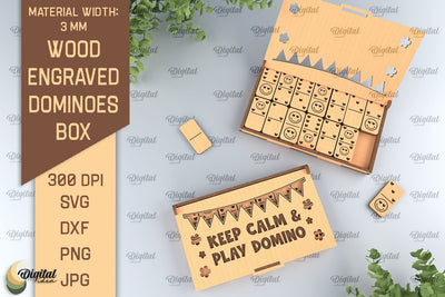 Wooden Domino Box Laser Cut. Domino Set With Gift Box SVG SVG Evgenyia Guschina 