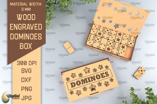 Wooden Domino Box Laser Cut. Domino Set With Gift Box SVG SVG Evgenyia Guschina 