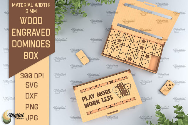 Wooden Domino Box Laser Cut. Domino Set With Gift Box SVG SVG Evgenyia Guschina 