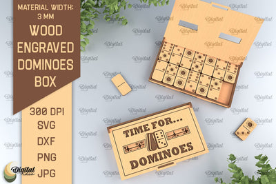 Wooden Domino Box Laser Cut. Domino Set With Gift Box SVG SVG Evgenyia Guschina 