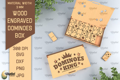 Wooden Domino Box Laser Cut. Domino Set With Gift Box SVG SVG Evgenyia Guschina 