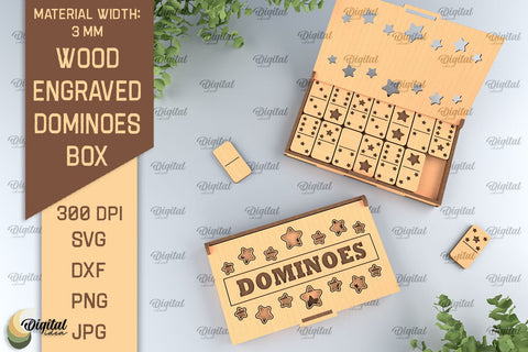 Wooden Domino Boxes Laser Cut Bundle. Domino Set With Gift Boxes SVG SVG Evgenyia Guschina 