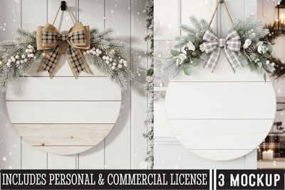 Wooden Door Christmas Sign Round Mockup ,Christmas Sign Mockup,Christmas Round Sign Mockup,Christmas Wooden Mockup Mock Up Photo BlackCatsMedia 