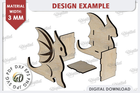 Wooden Dragon Pen Holder Laser Cut. Phone Stand SVG SVG Evgenyia Guschina 