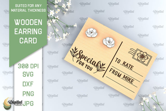 Wooden Earrings Card Laser Cut. Earrings Holder Card SVG SVG Evgenyia Guschina 