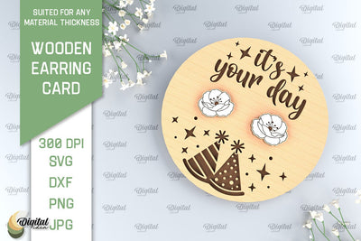 Wooden Earrings Card Laser Cut. Earrings Holder Card SVG SVG Evgenyia Guschina 