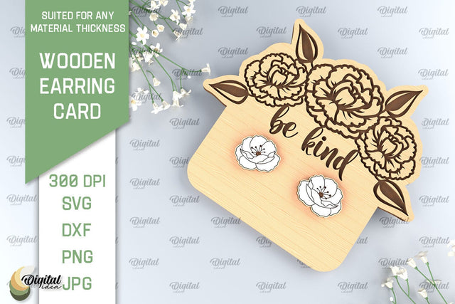 Wooden Earrings Card Laser Cut. Earrings Holder Card SVG SVG Evgenyia Guschina 