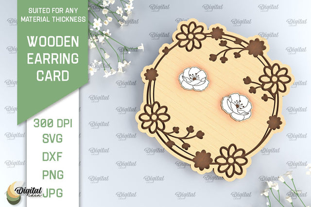 Wooden Earrings Card Laser Cut. Earrings Holder Card SVG SVG Evgenyia Guschina 