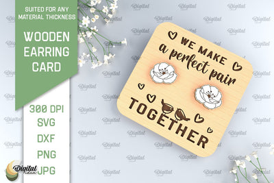 Wooden Earrings Card Laser Cut. Earrings Holder Card SVG SVG Evgenyia Guschina 