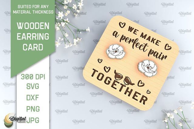Wooden Earrings Card Laser Cut. Earrings Holder Card SVG SVG Evgenyia Guschina 