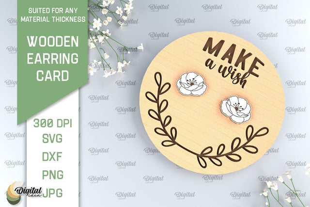 Wooden Earrings Card Laser Cut. Earrings Holder Card SVG SVG Evgenyia Guschina 