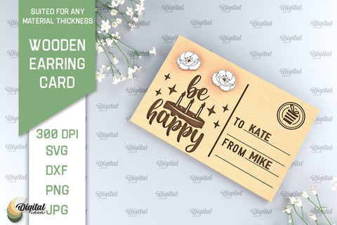 Wooden Earrings Card Laser Cut. Earrings Holder Card SVG SVG Evgenyia Guschina 