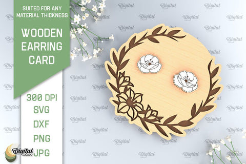 Wooden Earrings Cards Laser Cut Bundle. Earrings Holder Cards SVG SVG Evgenyia Guschina 