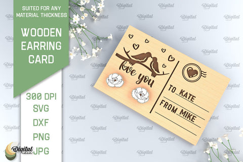 Wooden Earrings Cards Laser Cut Bundle. Earrings Holder Cards SVG SVG Evgenyia Guschina 