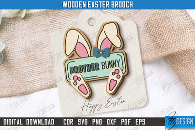Wooden Easter Brooch | Accessories | Gift Idea | Easter Bunny | CNC File SVG Fly Design 