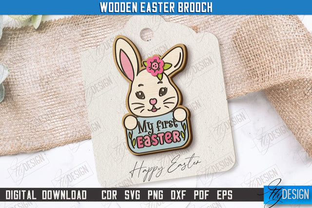 Wooden Easter Brooch | Accessories | Gift Idea | Easter Bunny | CNC File SVG Fly Design 