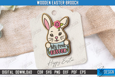 Wooden Easter Brooch | Accessories | Gift Idea | Easter Bunny | CNC File SVG Fly Design 