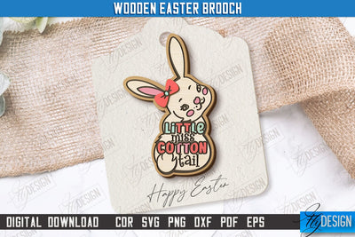Wooden Easter Brooch | Accessories | Gift Idea | Easter Bunny | CNC File SVG Fly Design 