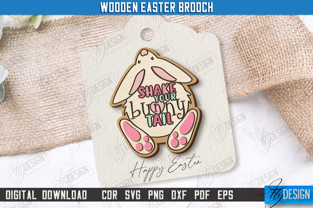 Wooden Easter Brooch | Accessories | Gift Idea | Easter Bunny | CNC File SVG Fly Design 