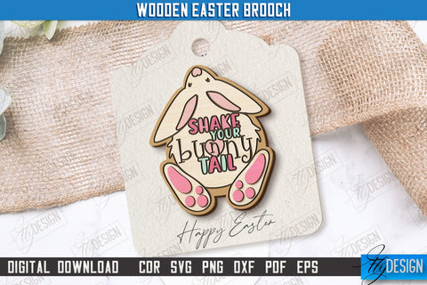 Wooden Easter Brooch | Accessories | Gift Idea | Easter Bunny | CNC File SVG Fly Design 