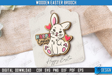 Wooden Easter Brooch Bundle | Accessories | Gift Idea | Easter Bunny | CNC Files SVG Fly Design 