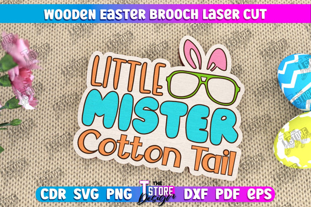 Wooden Easter Brooch | Jewelry | Accessories | Gift Idea | Easter Bunny | CNC File SVG The T Store Design 