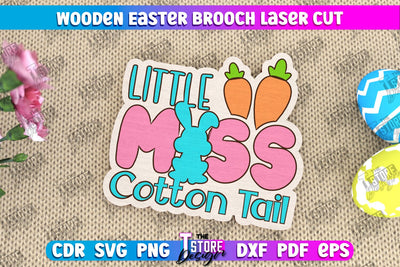 Wooden Easter Brooch | Jewelry | Accessories | Gift Idea | Easter Bunny | CNC File SVG The T Store Design 