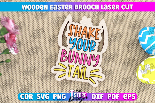 Wooden Easter Brooch | Jewelry | Accessories | Gift Idea | Easter Bunny | CNC File SVG The T Store Design 