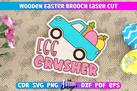 Wooden Easter Brooch | Jewelry | Accessories | Gift Idea | Easter Bunny | CNC File SVG The T Store Design 