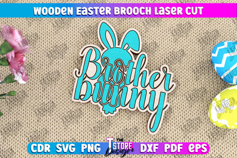Wooden Easter Brooch | Jewelry | Accessories | Gift Idea | Easter Bunny | CNC File SVG The T Store Design 