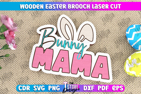 Wooden Easter Brooch | Jewelry | Accessories | Gift Idea | Easter Bunny | CNC File SVG The T Store Design 