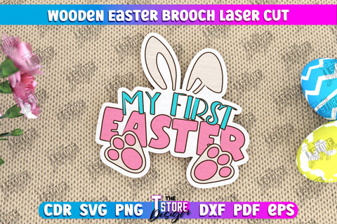Wooden Easter Brooch | Jewelry | Accessories | Gift Idea | Easter Bunny | CNC File SVG The T Store Design 