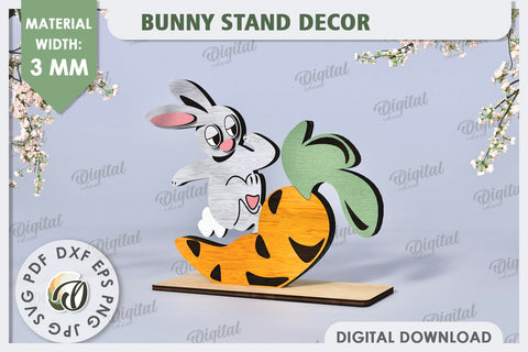 Wooden Easter Bunnies Laser Cut Bundle. Bunnies Stand Decor SVG Evgenyia Guschina 