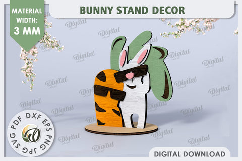Wooden Easter Bunnies Laser Cut Bundle. Bunnies Stand Decor SVG Evgenyia Guschina 