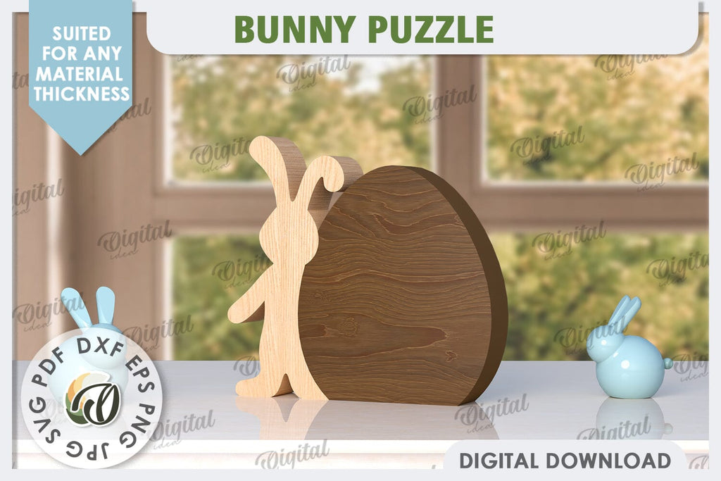 Wooden Easter Bunnies Laser Cut Bundle. Bunny Puzzles SVG - So Fontsy