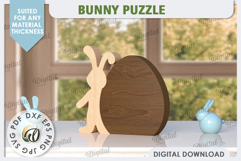Wooden Easter Bunnies Laser Cut Bundle. Bunny Puzzles SVG SVG Evgenyia Guschina 