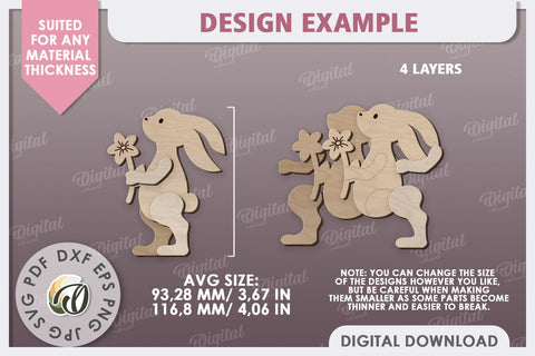 Wooden Easter Bunnies Laser Cut Bundle. Easter Decor SVG SVG Evgenyia Guschina 
