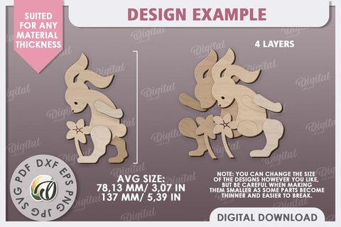 Wooden Easter Bunnies Laser Cut Bundle. Easter Decor SVG SVG Evgenyia Guschina 