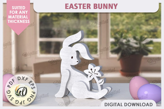Wooden Easter Bunny Laser Cut. 3D Easter Decor SVG SVG Evgenyia Guschina 