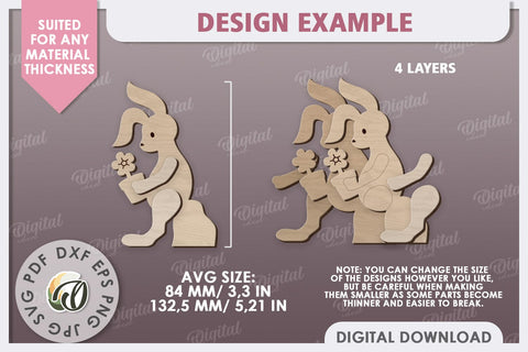 Wooden Easter Bunny Laser Cut. 3D Easter Decor SVG SVG Evgenyia Guschina 