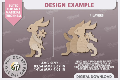 Wooden Easter Bunny Laser Cut. 3D Easter Decor SVG SVG Evgenyia Guschina 